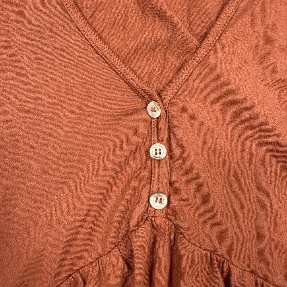 Anthropologie t.la Rust Orange Peplum Top Women's Small Cotton Modal - Picture 6 of 10